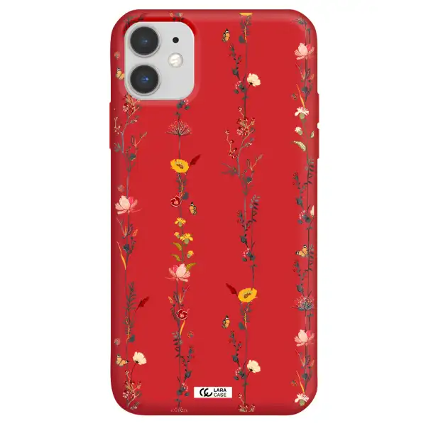 Parallel Flower Apple iPhone 11 Silicone Imperial Red Case