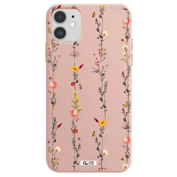 Parallel Flower Apple iPhone 11 Silicone pastel pink Case