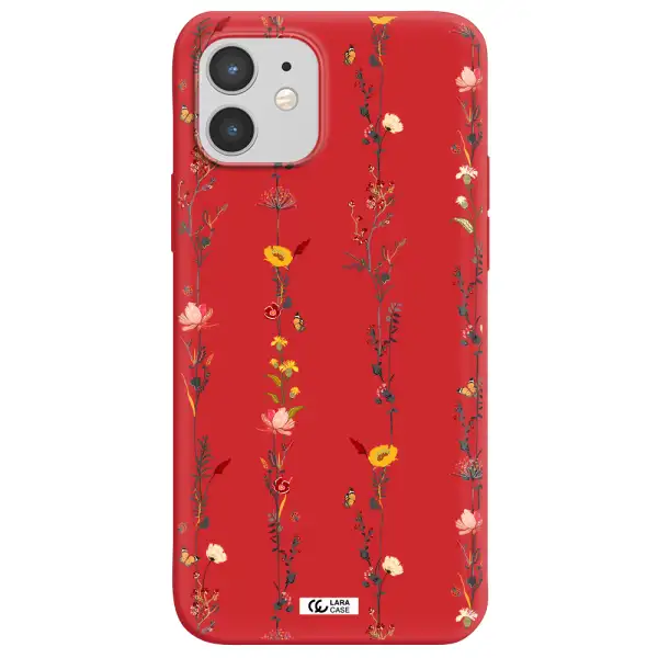 Parallel Flower Apple iPhone 12 mini Silicone Imperial Red Case