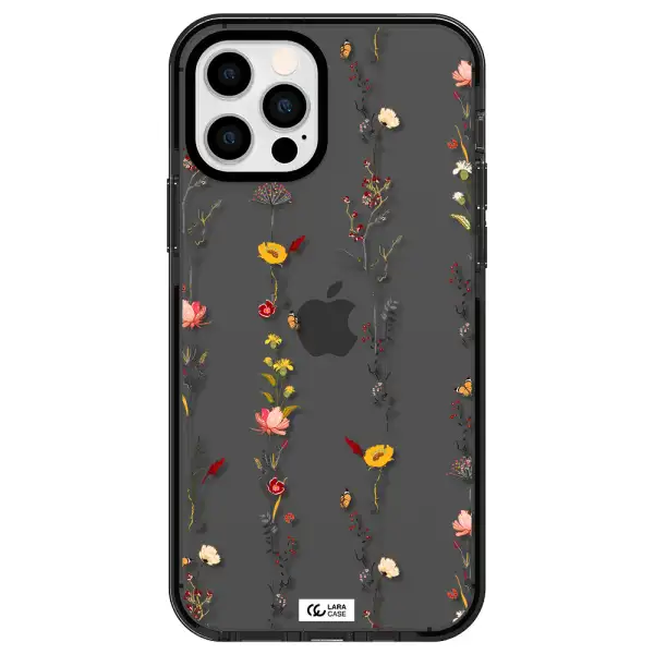 Parallel Flower Apple iPhone 12 pro impact Smoke Black Case