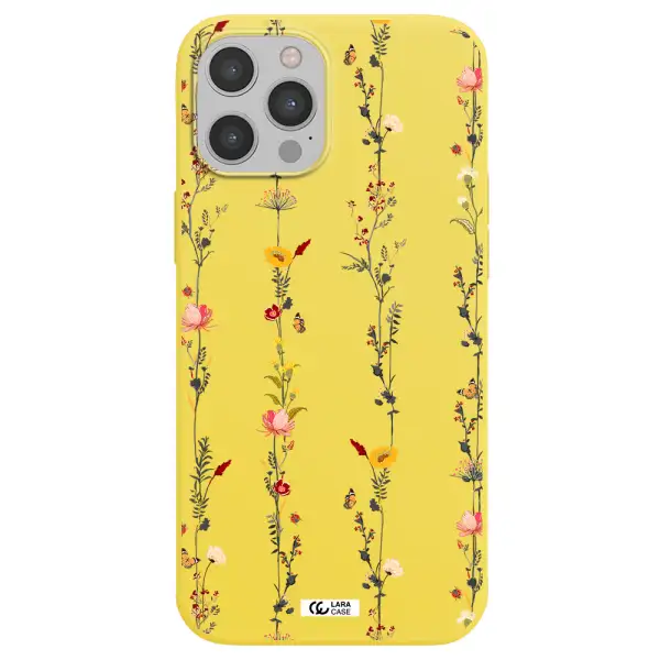 Parallel Flower Apple iPhone 12 pro Silicone canary yellow Case