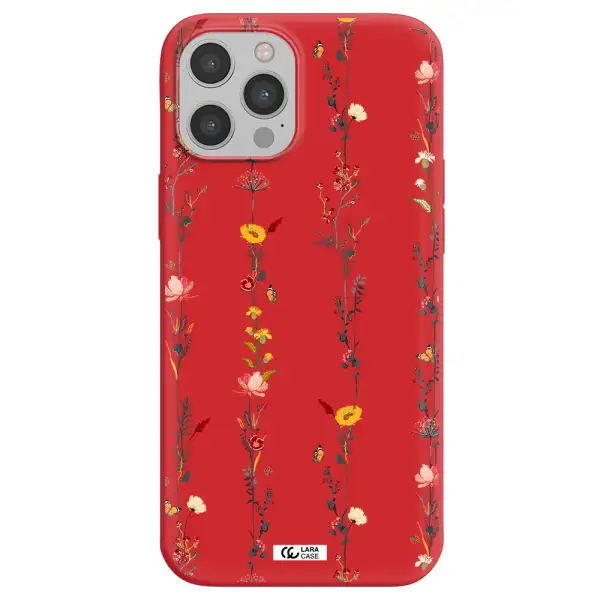 Parallel Flower Apple iPhone 12 pro Silicone Imperial Red Case
