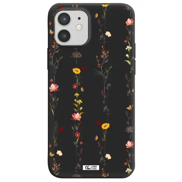 Parallel Flower Apple iPhone 12 Silicone black Case