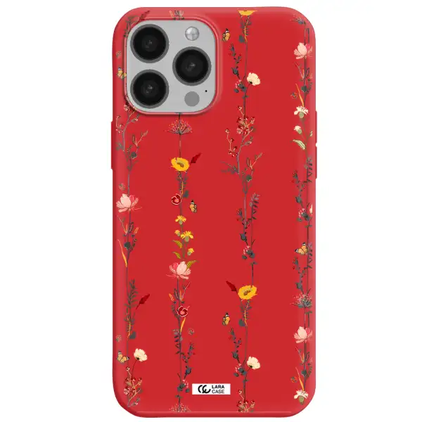 Parallel Flower Apple iPhone 13 Pro Max Silicone Imperial Red Case