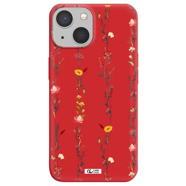 Parallel Flower Apple iPhone 13 Silicone Imperial Red Case