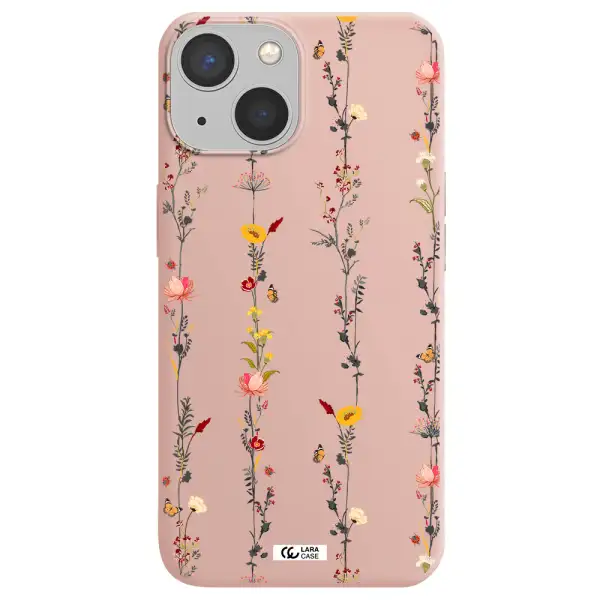 Parallel Flower Apple iPhone 13 Silicone pastel pink Case