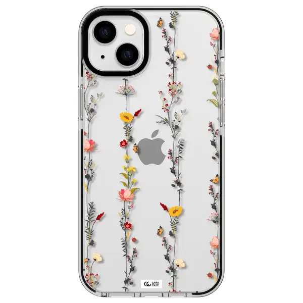 Parallel Flower Apple iPhone 14 plus impact black border Case