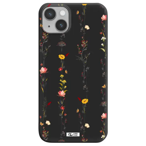 Parallel Flower Apple iPhone 14 plus Silicone black Case