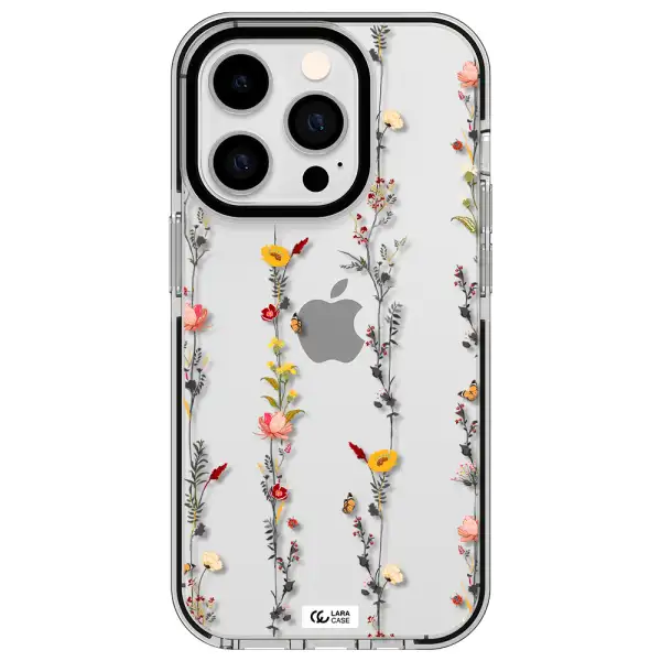 Parallel Flower Apple iPhone 14 pro impact black border Case