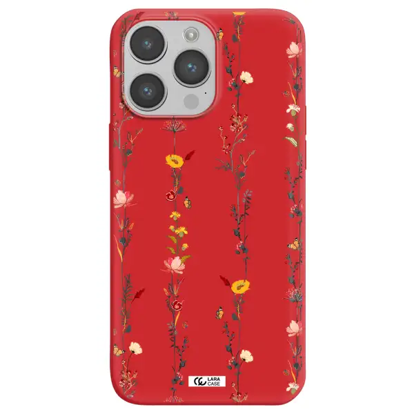Parallel Flower Apple iPhone 14 pro max Silicone Imperial Red Case