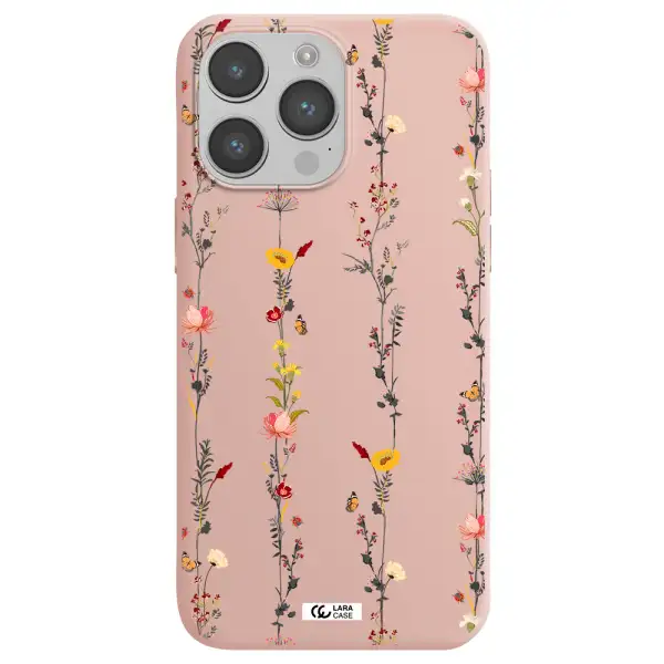 Parallel Flower Apple iPhone 14 pro max Silicone pastel pink Case