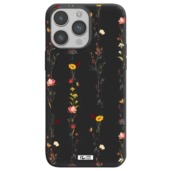 Parallel Flower Apple iPhone 14 pro Silicone black Case
