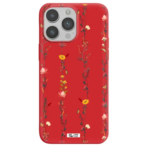 Parallel Flower Apple iPhone 14 pro Silicone Imperial Red Case