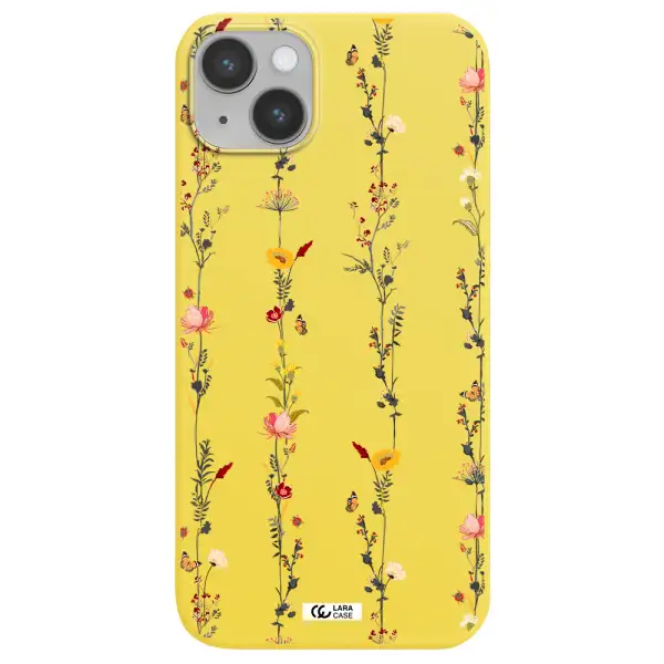 Parallel Flower Apple iPhone 14 Silicone canary yellow Case
