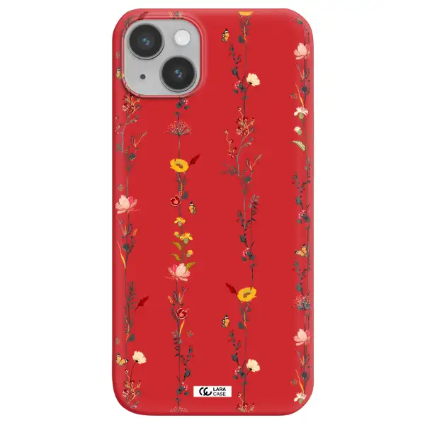 Parallel Flower Apple iPhone 14 Silicone Imperial Red Case