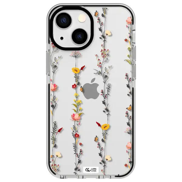 Parallel Flower Apple iPhone 15 impact black border Case