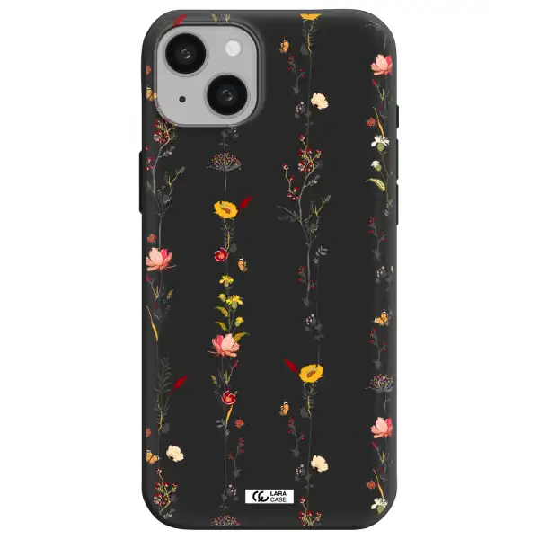 Parallel Flower Apple iphone 15 plus Silicone black Case