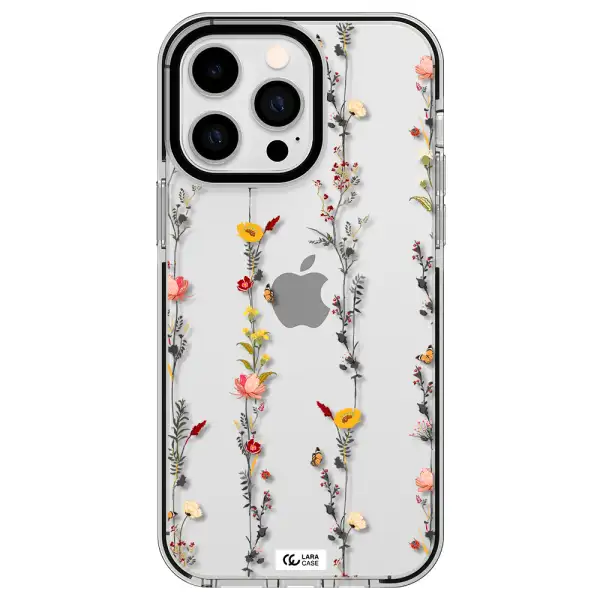 Parallel Flower Apple iPhone 15 Pro Max impact black border Case