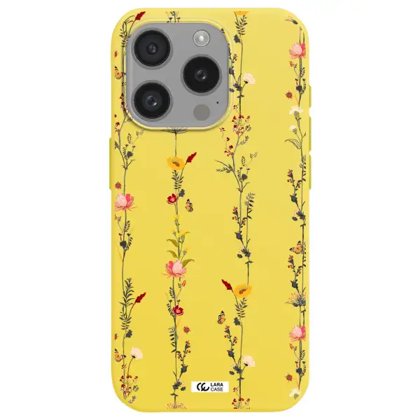 Parallel Flower Apple Iphone 15 Pro Silicone Canary Yellow Case