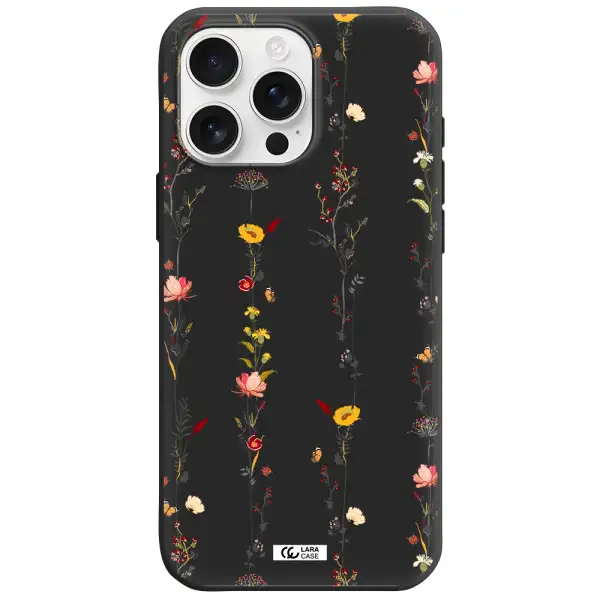 Parallel Flower Apple Iphone 16 Pro Max Silicone Black Case