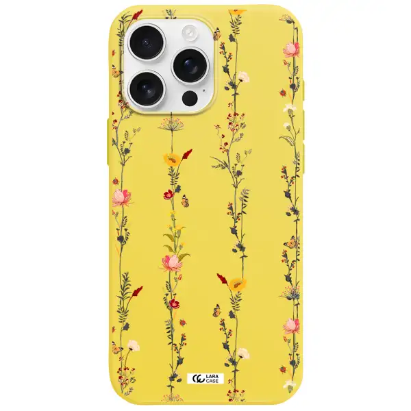 Parallel Flower Apple Iphone 16 Pro Max Silicone Canary Yellow Case