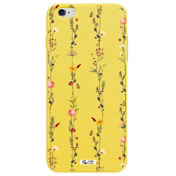 Parallel Flower Apple iPhone 6 plus Silicone canary yellow Case