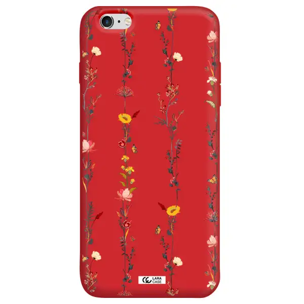 Parallel Flower Apple iPhone 6 plus Silicone Imperial Red Case