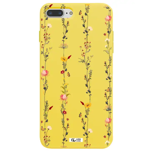 Parallel Flower Apple iPhone 7 plus Silicone canary yellow Case