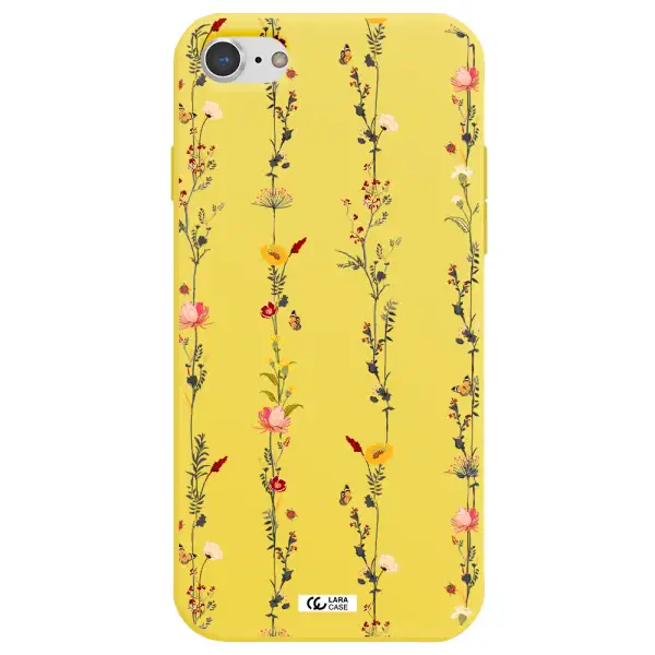 Parallel Flower Apple iPhone 7 Silicone canary yellow Case