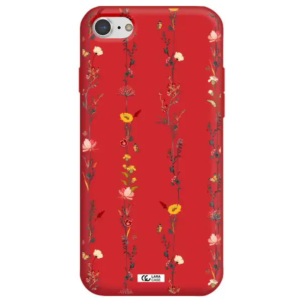 Parallel Flower Apple iPhone 7 Silicone Imperial Red Case