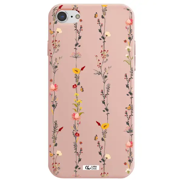 Parallel Flower Apple iPhone 7 Silicone pastel pink Case