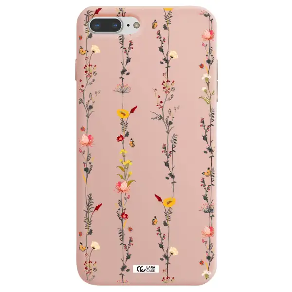 Parallel Flower Apple iPhone 8 plus Silicone pastel pink Case