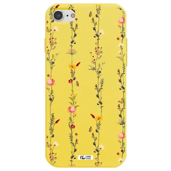Parallel Flower Apple iPhone 8 Silicone canary yellow Case