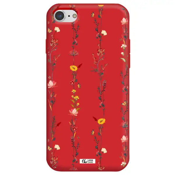 Parallel Flower Apple iPhone 8 Silicone Imperial Red Case