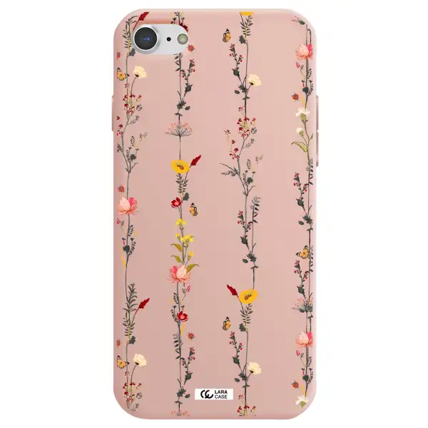 Parallel Flower Apple iPhone 8 Silicone pastel pink Case