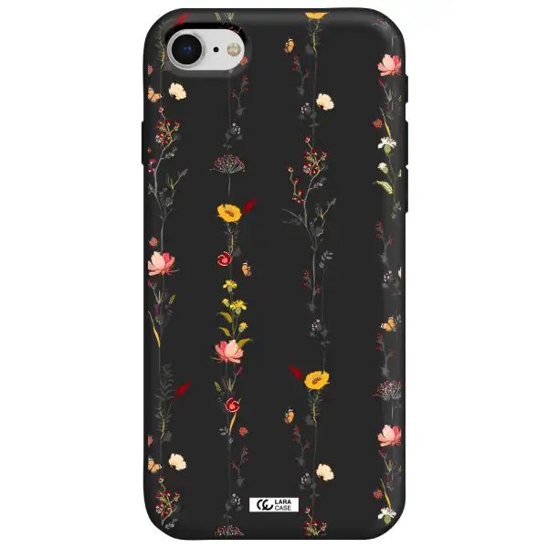Parallel Flower Apple iPhone se 2020 Silicone black Case