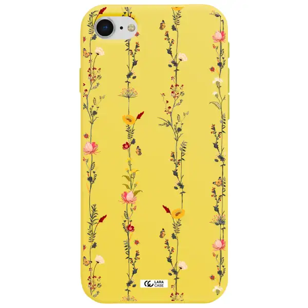 Parallel Flower Apple iPhone se 2020 Silicone canary yellow Case