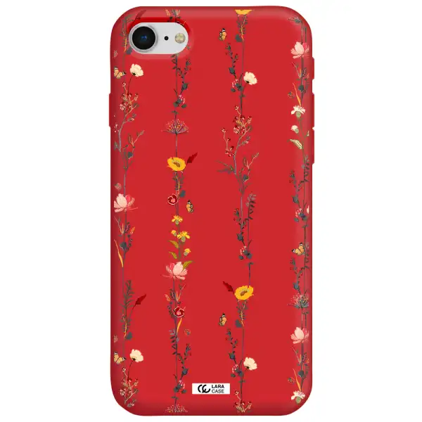 Parallel Flower Apple iPhone se 2020 Silicone Imperial Red Case