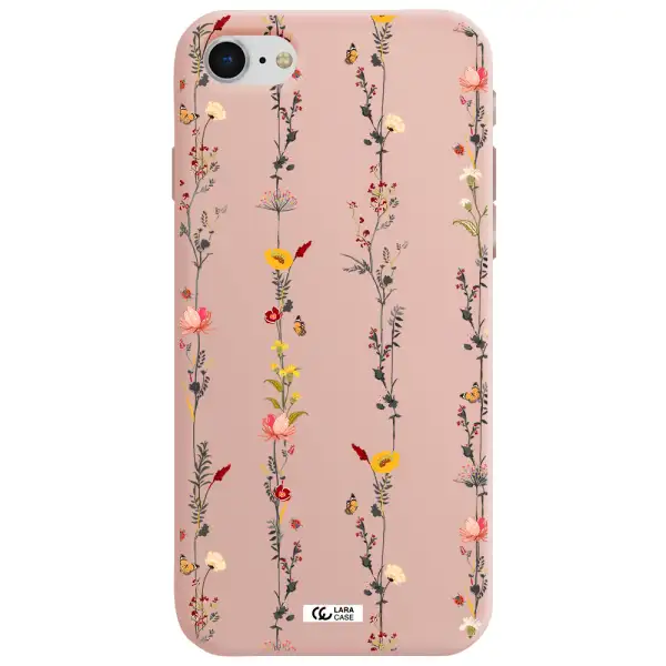 Parallel Flower Apple iPhone se 2020 Silicone pastel pink Case