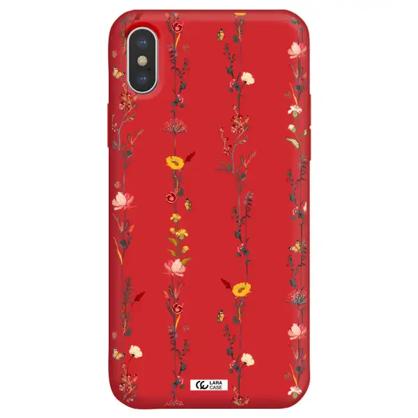 Parallel Flower Apple iPhone X Silicone Imperial Red Case