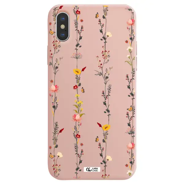 Parallel Flower Apple iPhone X Silicone pastel pink Case
