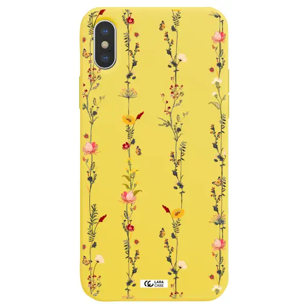 Parallel Flower Apple iPhone XS Silicone canary yellow Case