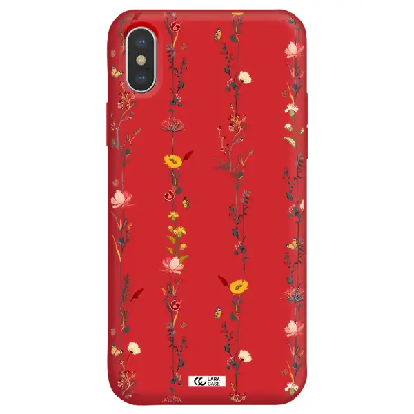 Parallel Flower Apple iPhone XS Silicone Imperial Red Case