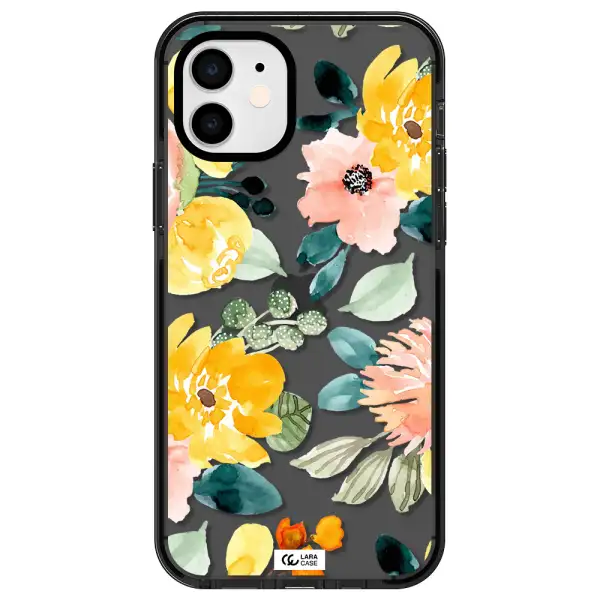 Watercolor Flowers Apple iPhone 11 impact Smoke Black Case