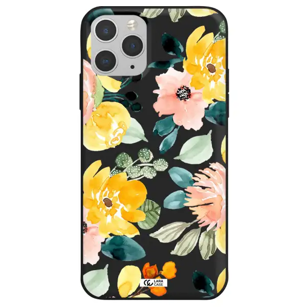 Watercolor Flowers Apple iPhone 11 pro Silicone black Case