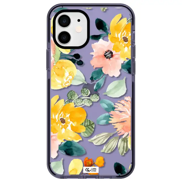 Watercolor Flowers Apple iPhone 12 impact Lilac Case