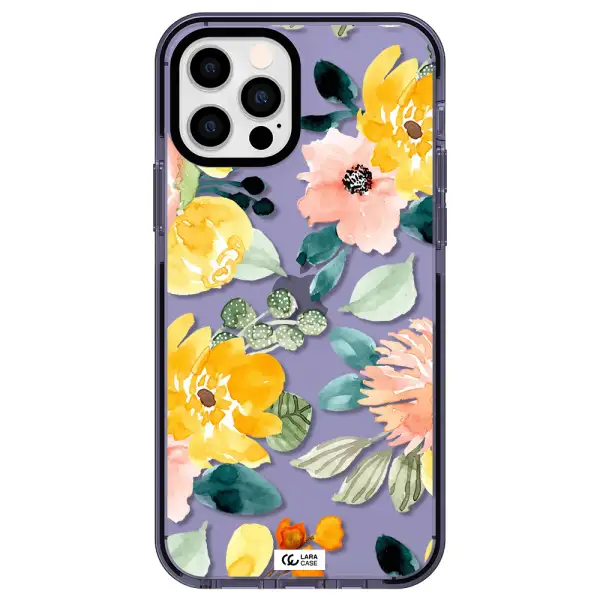 Watercolor Flowers Apple iPhone 12 pro impact Lilac Case