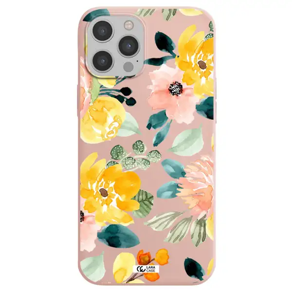 Watercolor Flowers Apple iPhone 12 pro max Silicone pastel pink Case