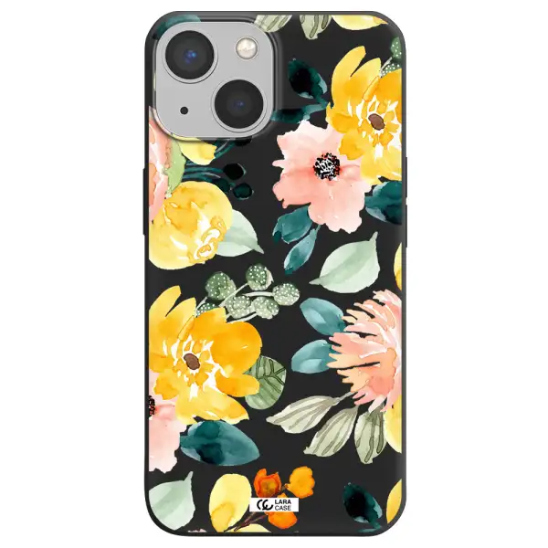 Watercolor Flowers Apple iPhone 13 mini Silicone black Case