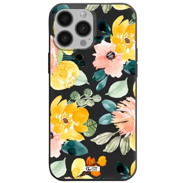 Watercolor Flowers Apple iPhone 13 Pro Silicone black Case